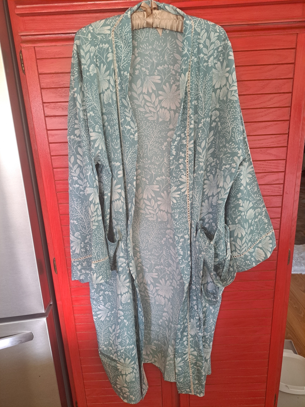World Market One Sz Floral Tie Maxi Kimono Robe Boho Festival